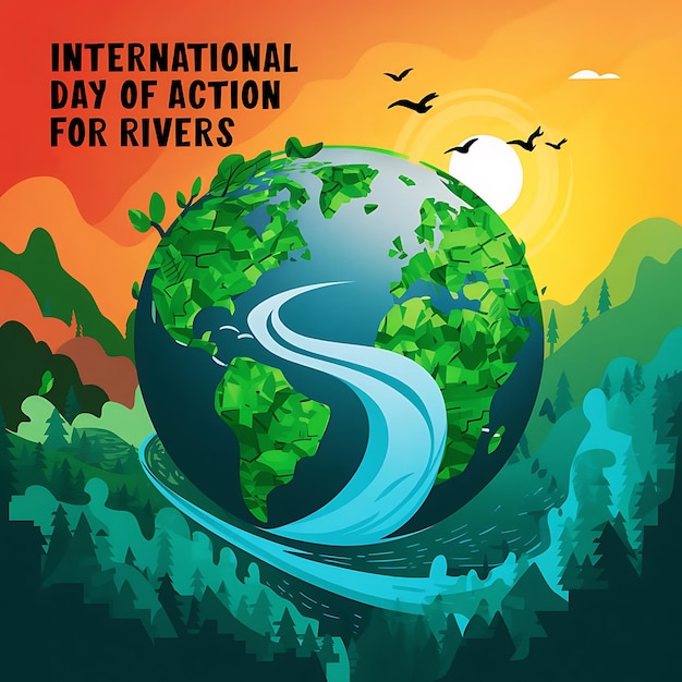 World Rivers Day Vector Image Illustration