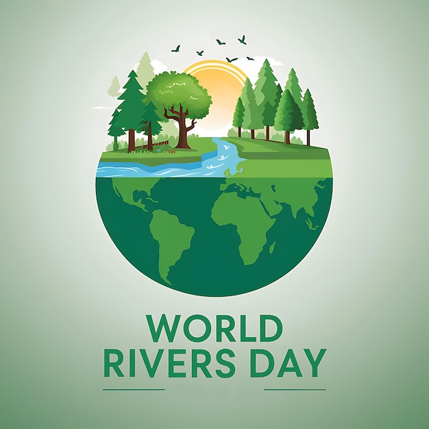 World Rivers Day Vector Image Illustration