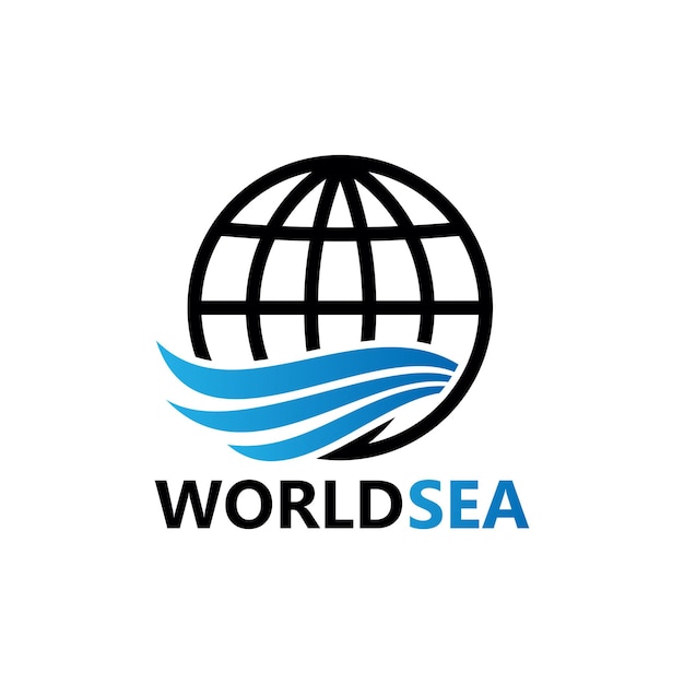 World Sea Logo Template Design Vector Emblem Design Concept Creative Symbol Icon