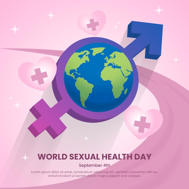 World sexual health day with an illustration of sexual health and medical heart