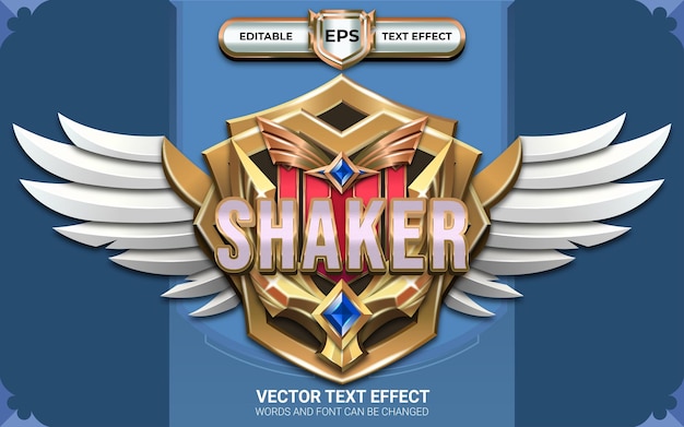 World Shaker Achievement Game Badge with Editable Text Effects and Golden Theme