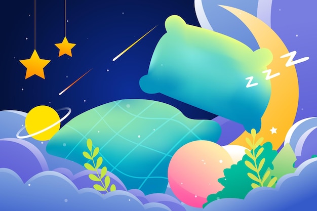 World sleep day, people sleeping, clouds and starry sky in the background, vector illustration