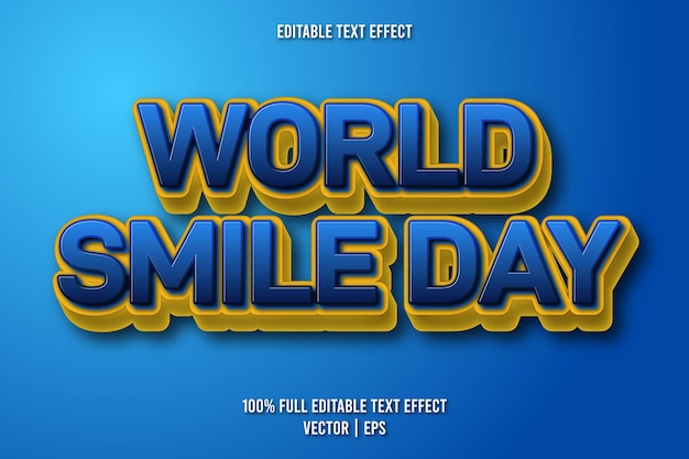 World smile day editable text effect comic style