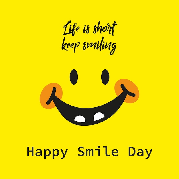 World smile day lettering with smile face yellow background