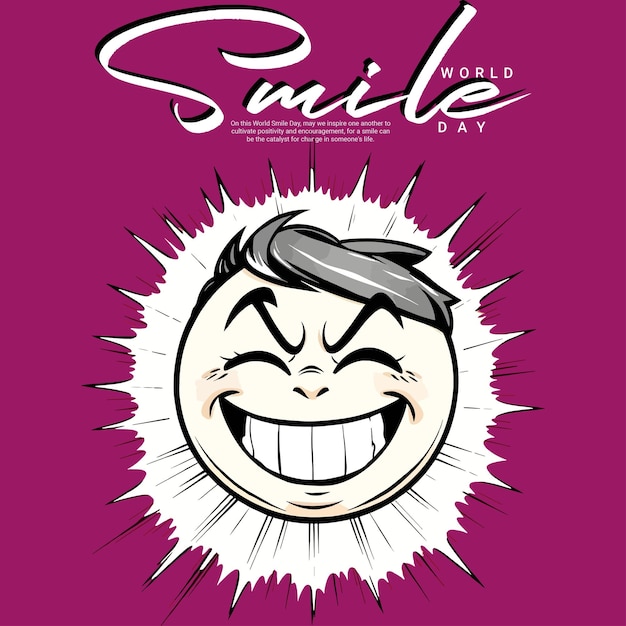 Vector world smile day social media post banner template with smile emoji