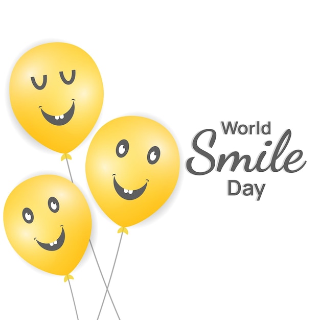 World smile day with happy face balloon