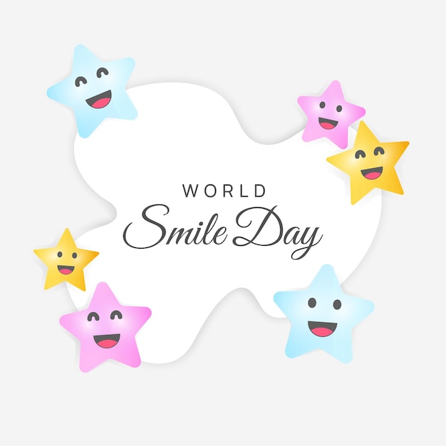 World smile day with happy face stars