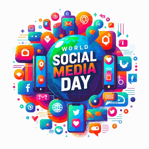 World Social Media Day Commemoration Vector Illustration