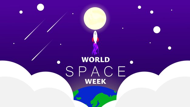 Vector world space week day banner poster design template for world space week celebrated on 5 october vector illustration