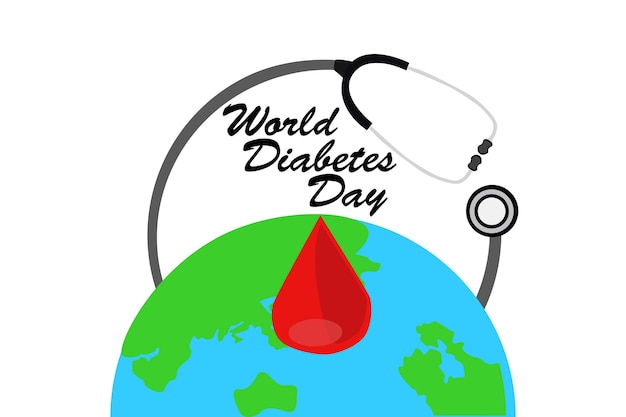 World and stethoscope for World Diabetes Day illustration