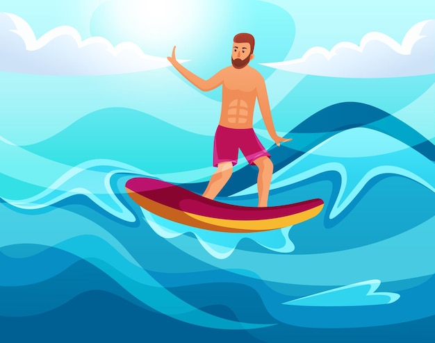 World surfing day poster background design illustration