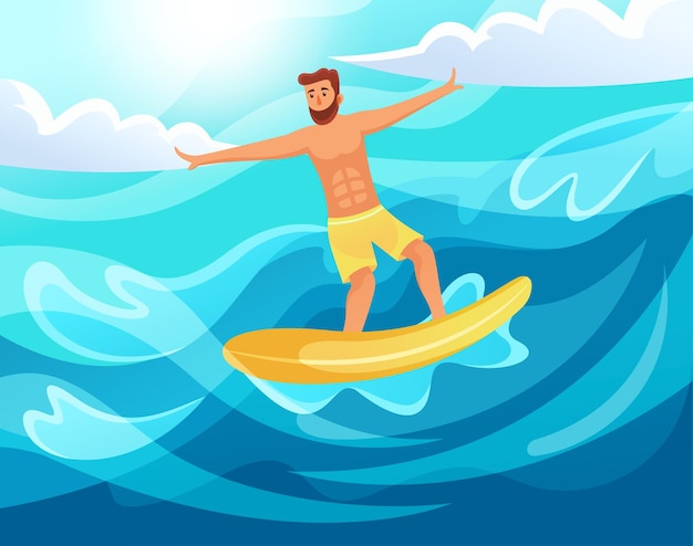 World surfing day poster background design illustration