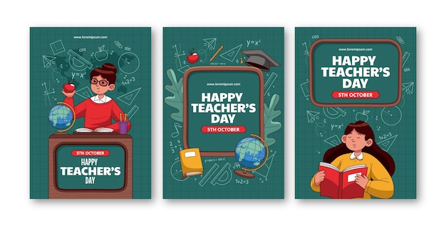 World teacher's day celebration greeting cards