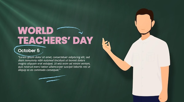 World teachers day background with a teacher is teaching in the front with a chalkboard