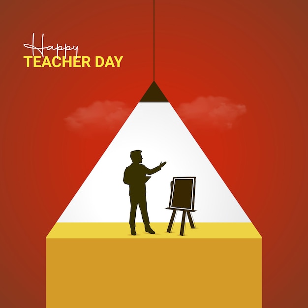 Vector world teachers day creative ads design teachers pencil blackboard silhouette isolated on template for background teachers poster vector 3d illustration october 5 important day holiday concept