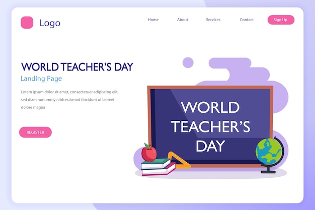 World teachers day icon set Flat vector template Style Suitable for Web Landing Page