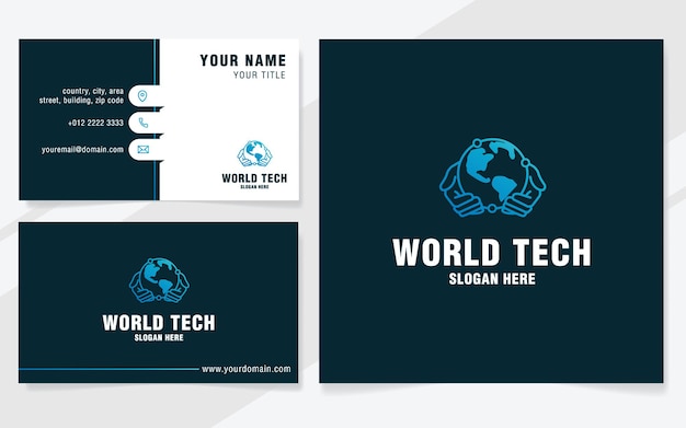 World technology care logo template on modern style