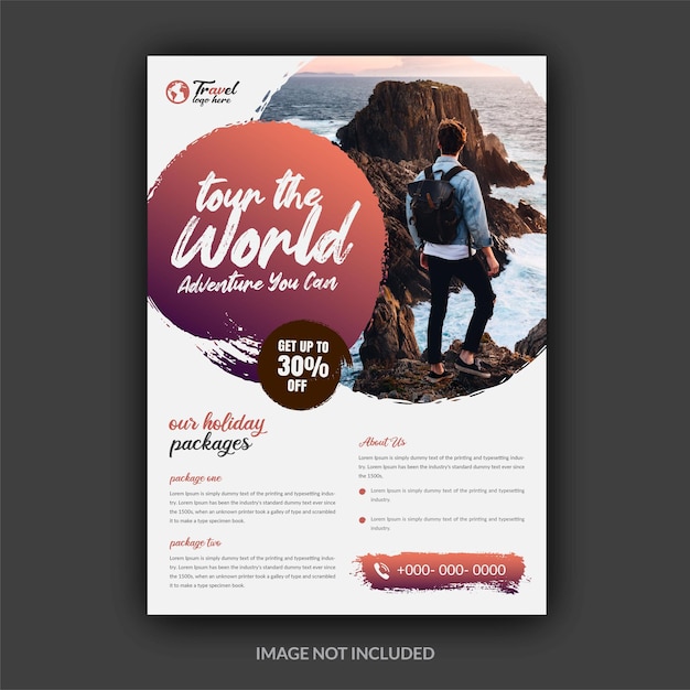 World tour or travel flyer design template