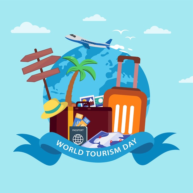 World Tourism Day concept vector illustration Travel concept background