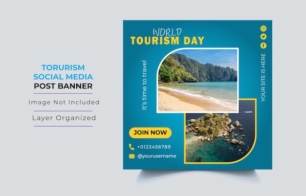 World tourism day promotion for social media post template