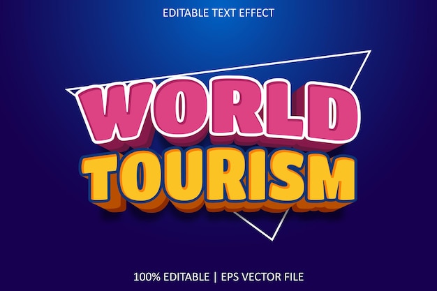 World Tourism With Cartoon Style Editable Text Effect