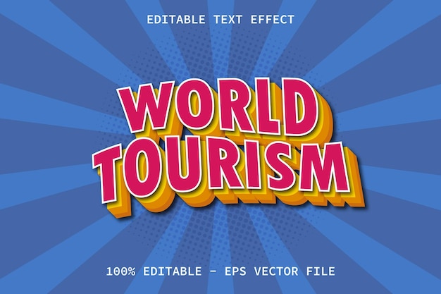 World Tourism With Modern Comic Style Editable Text Effect