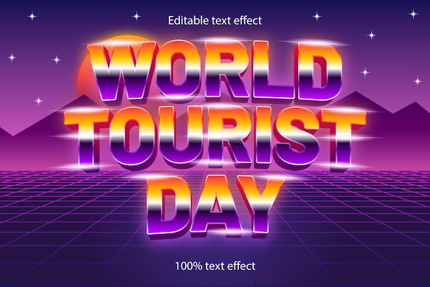 World tourist day editable text effect retro style