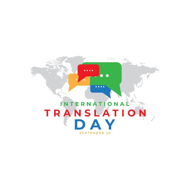 World Translation Day Vector Design Illustration logo for greeting card poster banner background with world map