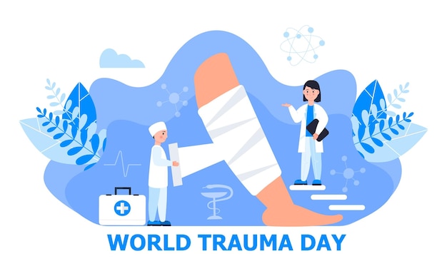 World trauma day concept vector Event is celebrated in 17 October They make x ray scan Traumatology illustration for landing page