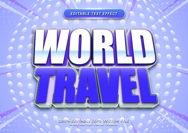 World travel 3D text effect Editable text style effect