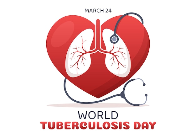 World Tuberculosis Day on March 24 Illustration with Pictures of the Lungs Inspection in Hand Drawn