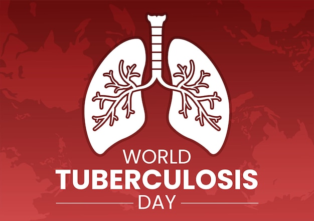 World Tuberculosis Day on March 24 Illustration with Pictures of the Lungs Inspection in Hand Drawn