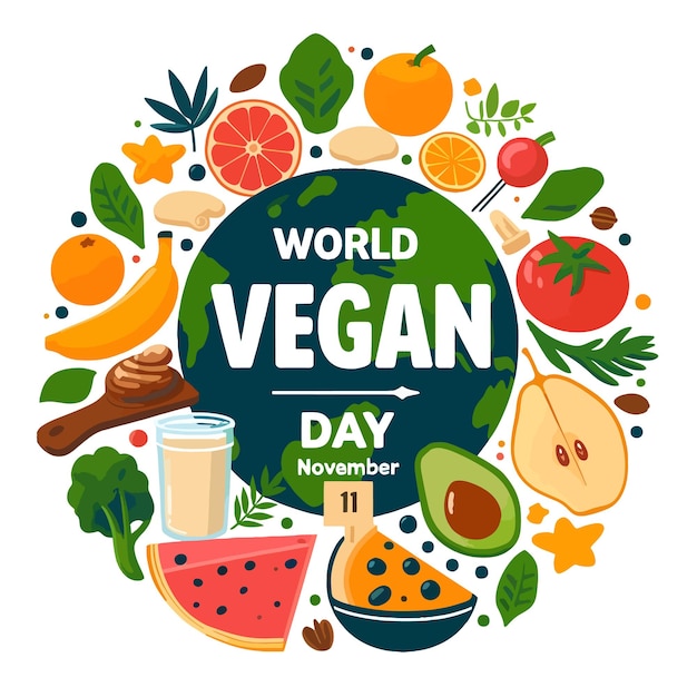 Vector world vegan day celebration concepts flat vector illustration background