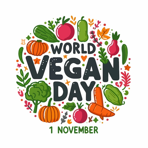 Vector world vegan day celebration concepts flat vector illustration background