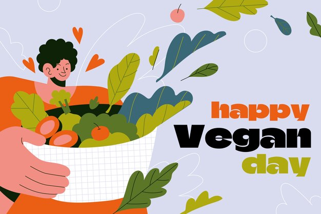 Vector world vegan day  celebration