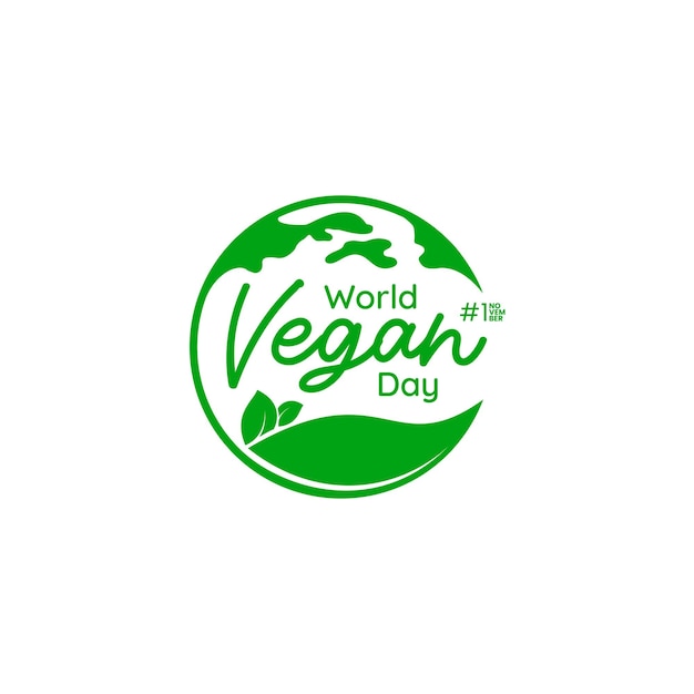 world vegan day logo design isolated on white vector illustration