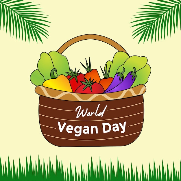 World vegan day poster design illustratrion