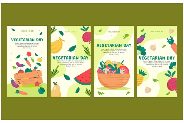 World vegetarian day banners set design vector