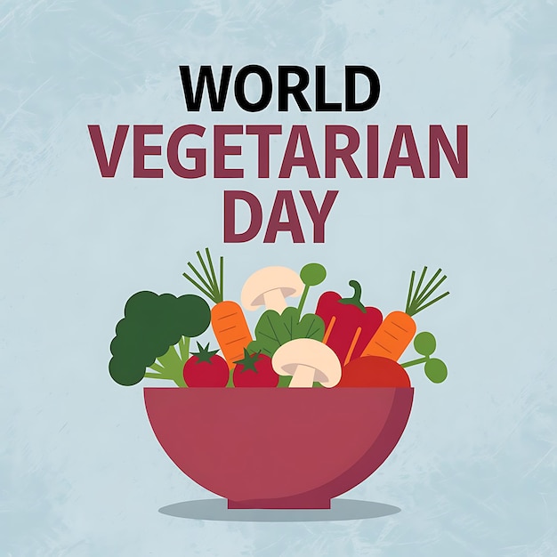 World Vegetarian Day Celebration Poster Flat Vector Image Illustration