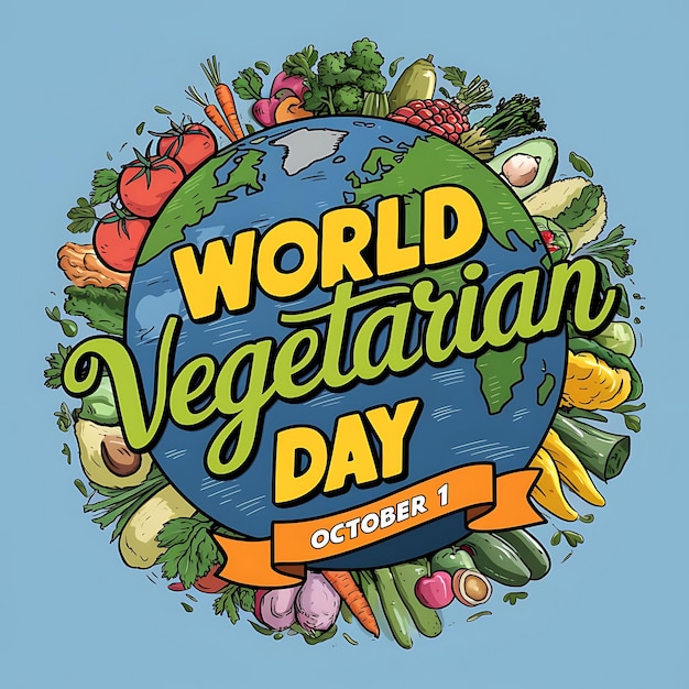 World Vegetarian Day Celebration Poster Flat Vector Image Illustration