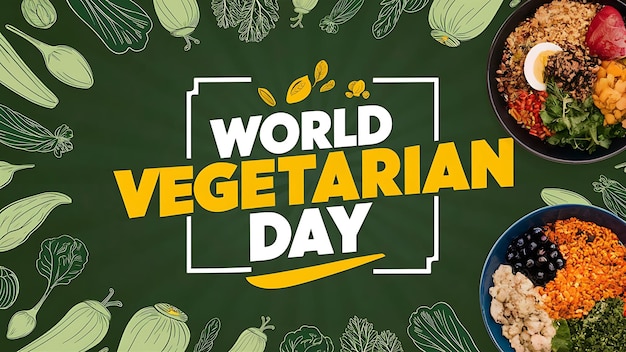 World Vegetarian Day Celebration Poster Flat Vector Image Illustration