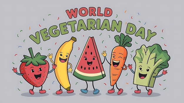 World Vegetarian Day Celebration Poster Flat Vector Image Illustration