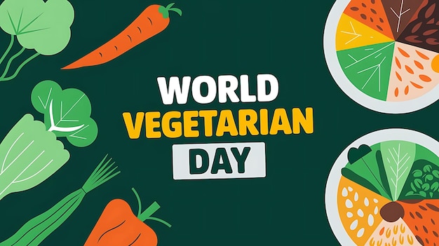 World Vegetarian Day Celebration Poster Flat Vector Image Illustration