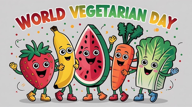 World Vegetarian Day Celebration Poster Flat Vector Image Illustration