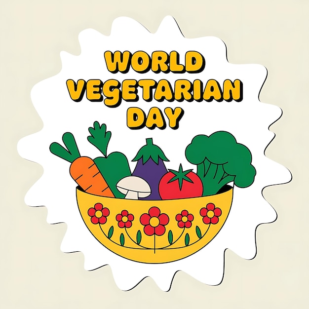 Vector world vegetarian day celebration poster flat vector image illustration