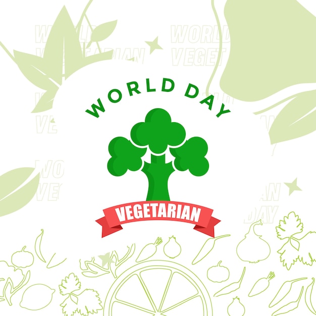 world vegetarian day logo with broccoli icon and globe