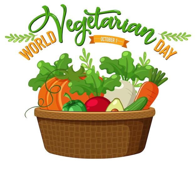 World Vegetarian Day logo with vegetable and fruit in basket