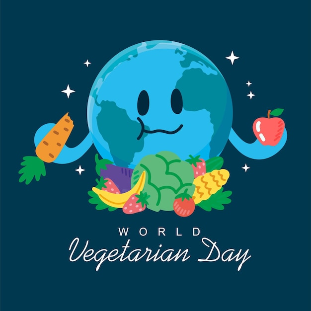 world vegetarian day poster template vector flat design