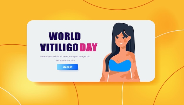 World vitiligo day another kind of beauty love yourself accept your body woman in bikini with vitiligo skin disease