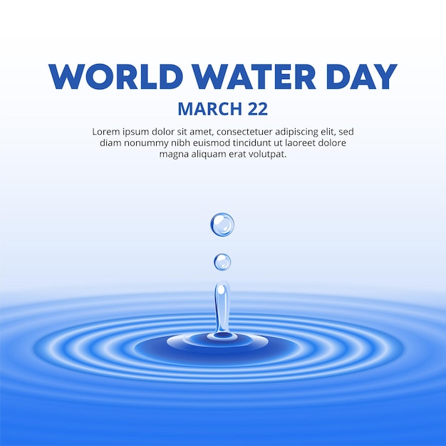 World water day design with realistic bounce water drop